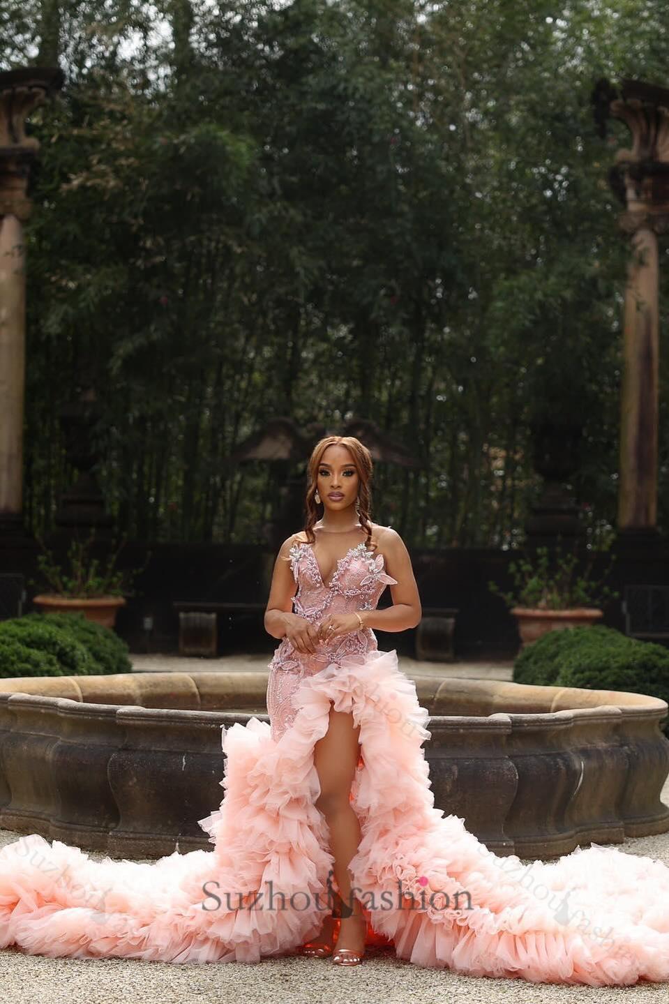 Sweetheart Pink Prom Dress Beaded Lace Strapless Formal Dress
