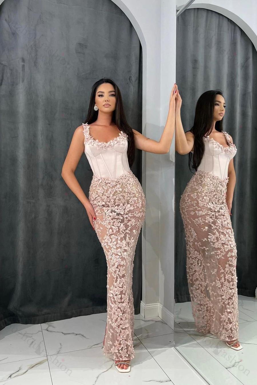 Sweetheart Prom Dress Floral Sage Sleeveless Long Tulle Evening Formal Dress