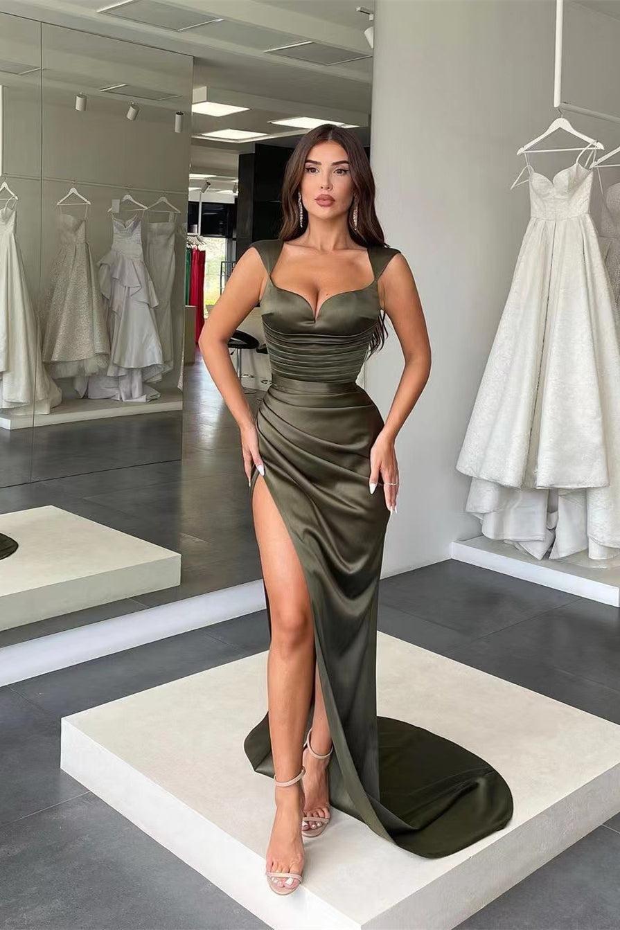 Sweetheart Prom Dress Sleeveless Mermaid Evening Formal Dress Pleated With Split