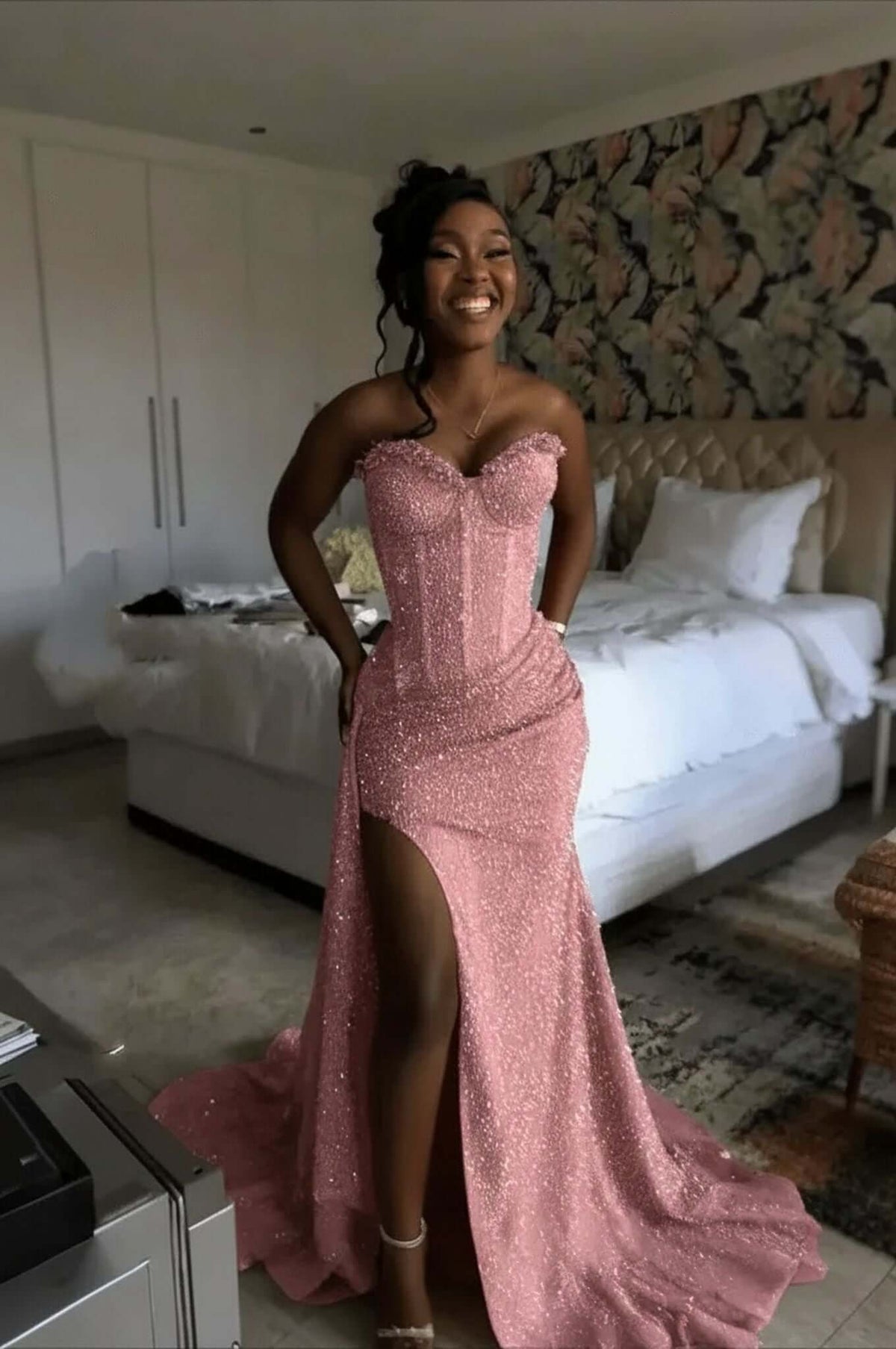 Sweetheart Sleeveless Long Mermaid Evening Formal Dress With Split Sequin