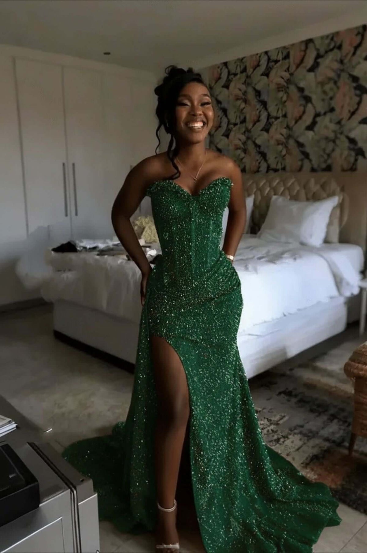 Sweetheart Sleeveless Long Mermaid Evening Formal Dress With Split Sequin