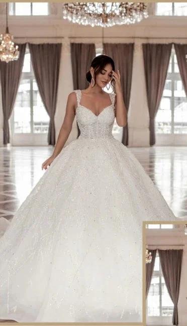 Sweetheart Straps A-Line Princess Wedding Dress (ZD15713) - VelvetHem