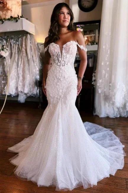 Sweetheart White Mermaid Lace Wedding Dress (ZD15711)