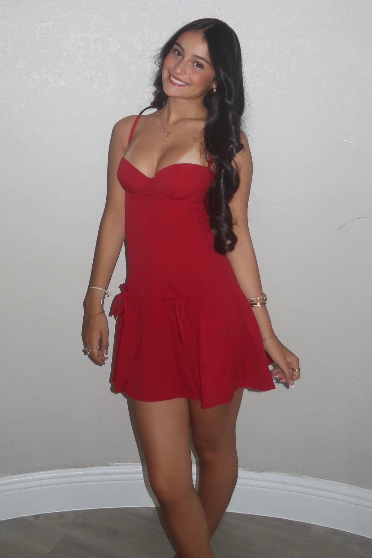 Sweety A Line Spaghetti Straps Red Short Homecoming Dress with Ruffles
