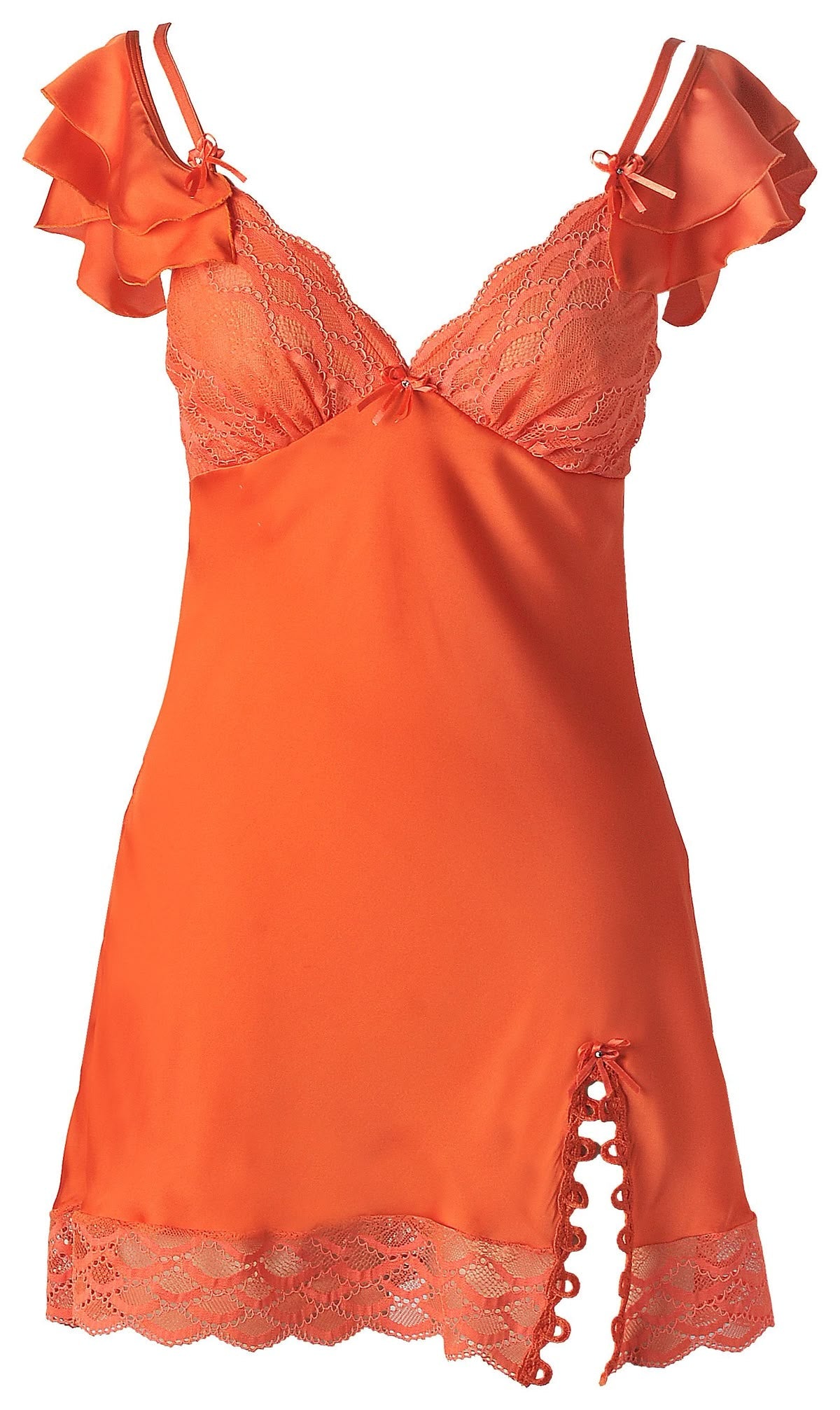 Sweety A Line V Neck Orange Short Homecoming Dress with Lace