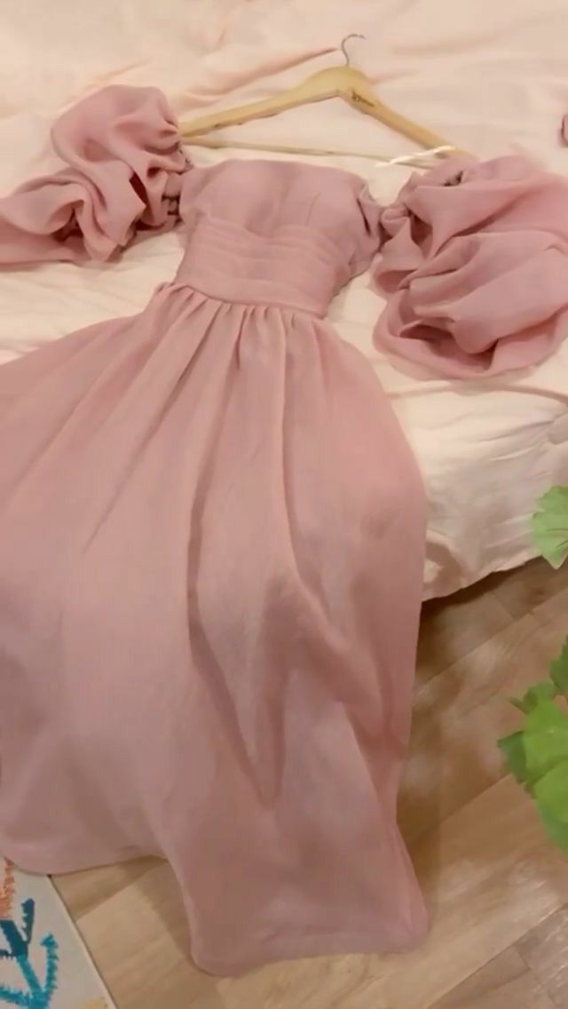 Retro Style A-line Dusty Pink Prom Dress,Puffy Sleeves Party Dress - VelvetHem