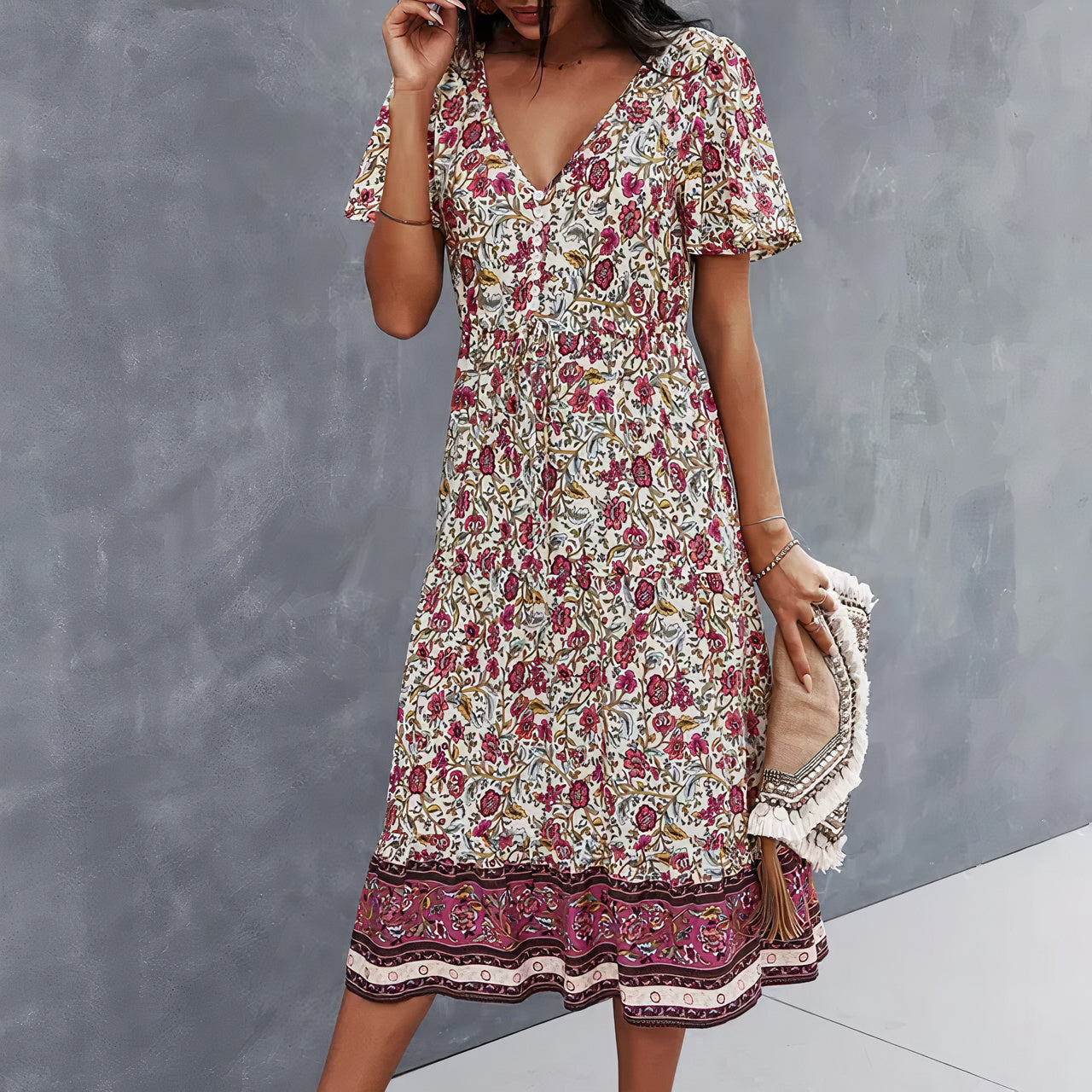 Ione Timeless Women's Dress with Floral Pattern Designer Edit