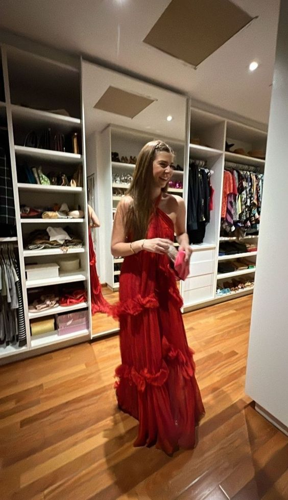 Elegant Red Long Evening Dress Red Party Gown Y6138 - VelvetHem