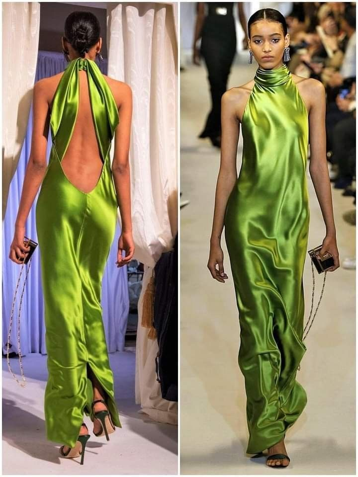 Elegant Green Satin Halter Long Party Dress,Backless Prom Evening Dress - VelvetHem
