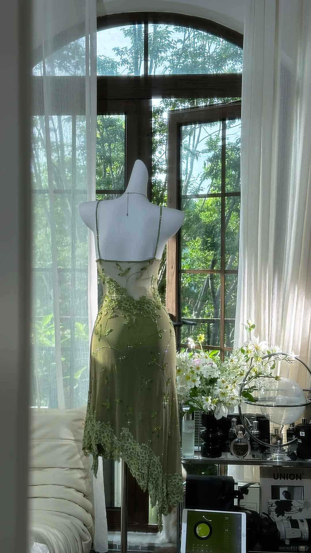 Vintage Spaghetti Straps Green Lace Appliques Beaded Short Graduation Homecoming Dress Birthday Outfits