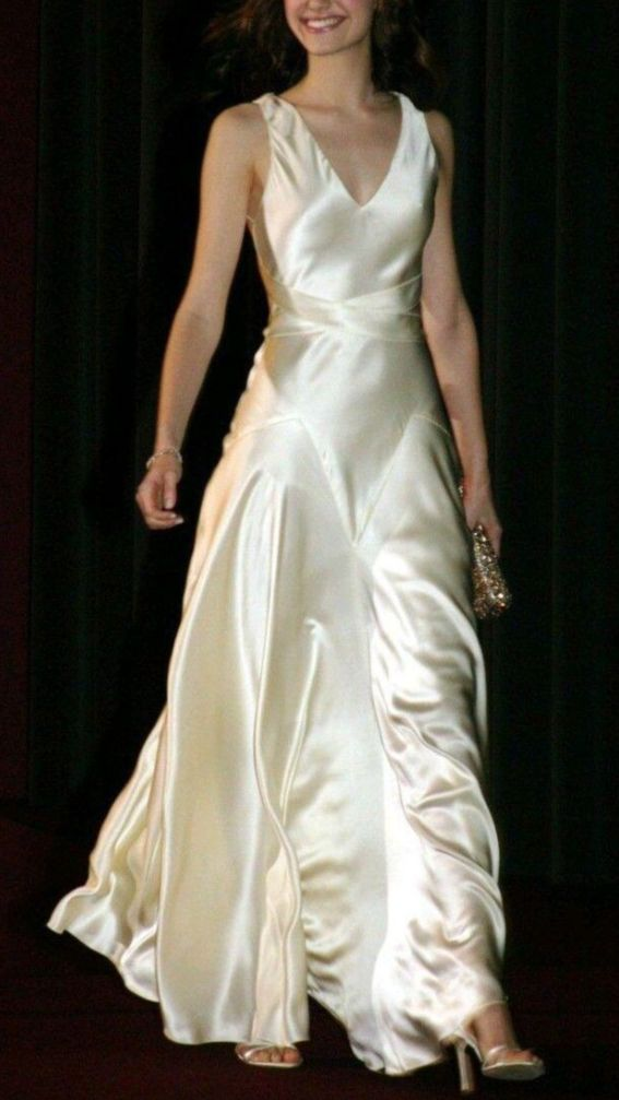 Charming V Neck Satin A Line Party Dress Long Prom Evening Dress - VelvetHem