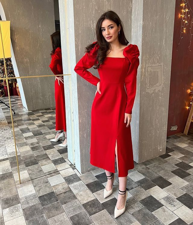 Retro Style Red Party Dress With Split - VelvetHem