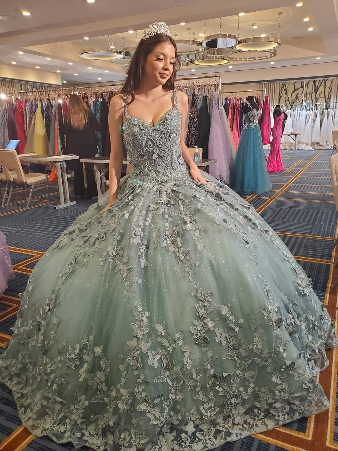 Glamorous Butterflies Appliques Ball Gown,Sweet 16 Dress,Princess Dress Y2361 - VelvetHem