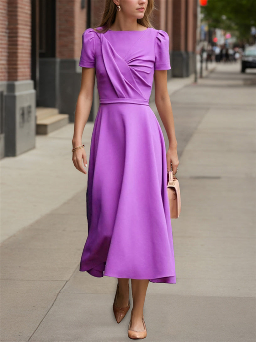 Tea Length Ruffled A Line Dress for the Mother of the Bride