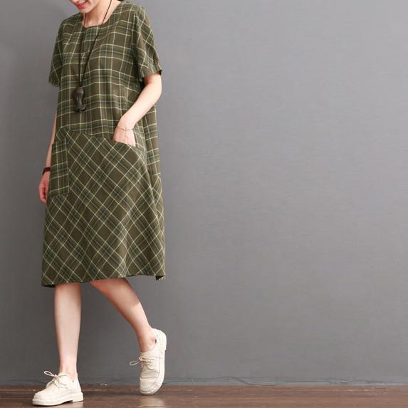 Tea green cotton dresses summer causal dress plus size sundresses