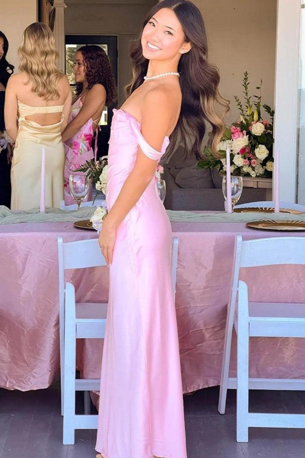 Suzhoufashion Trendy Sheath Off The Shoulder Lilac Prom Dress With Ruched Formal Evening Gown