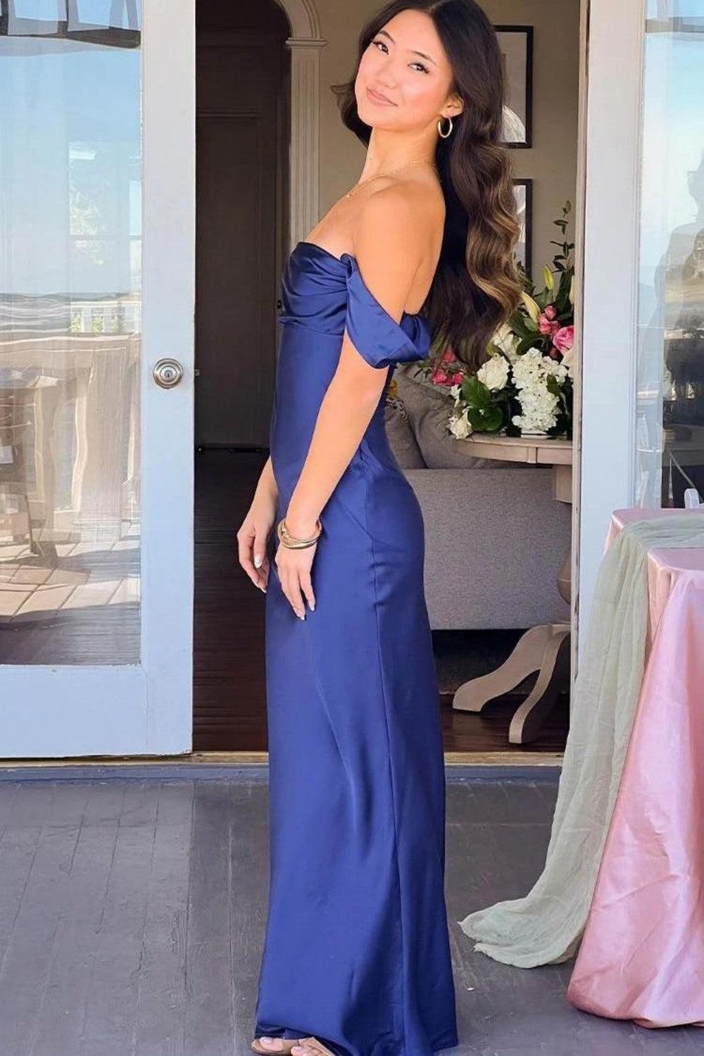 Suzhoufashion Trendy Sheath Off The Shoulder Lilac Prom Dress With Ruched Formal Evening Gown