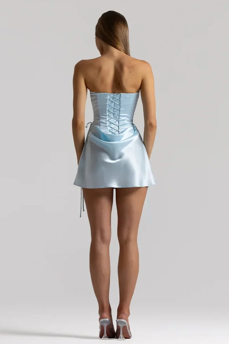 Trendy A Line Sweetheart Light Green Corset Homecoming Dress with Criss Cross Back