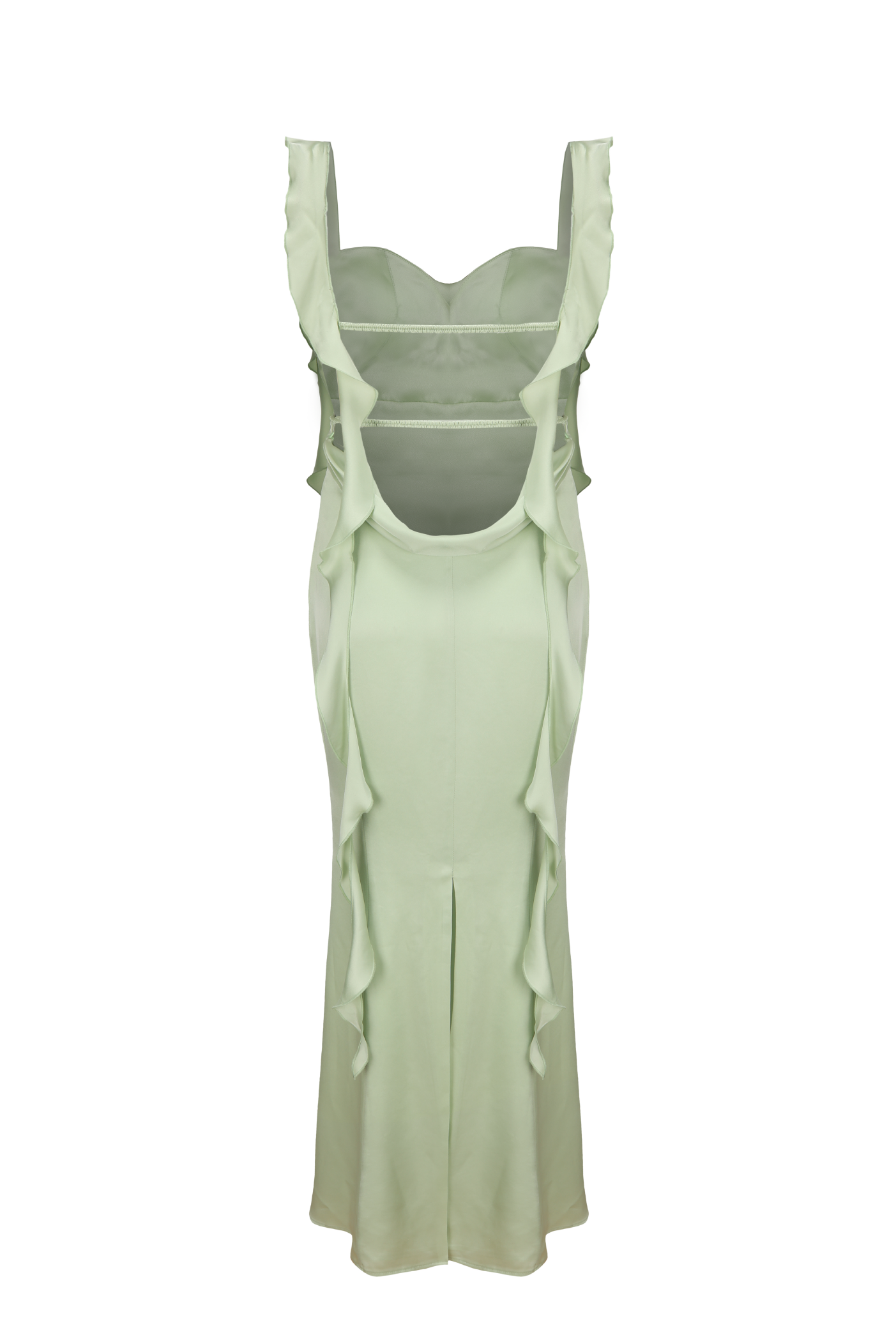 Trendy Mermaid Square Neck Light Blue Long Prom Dress with Ruffles