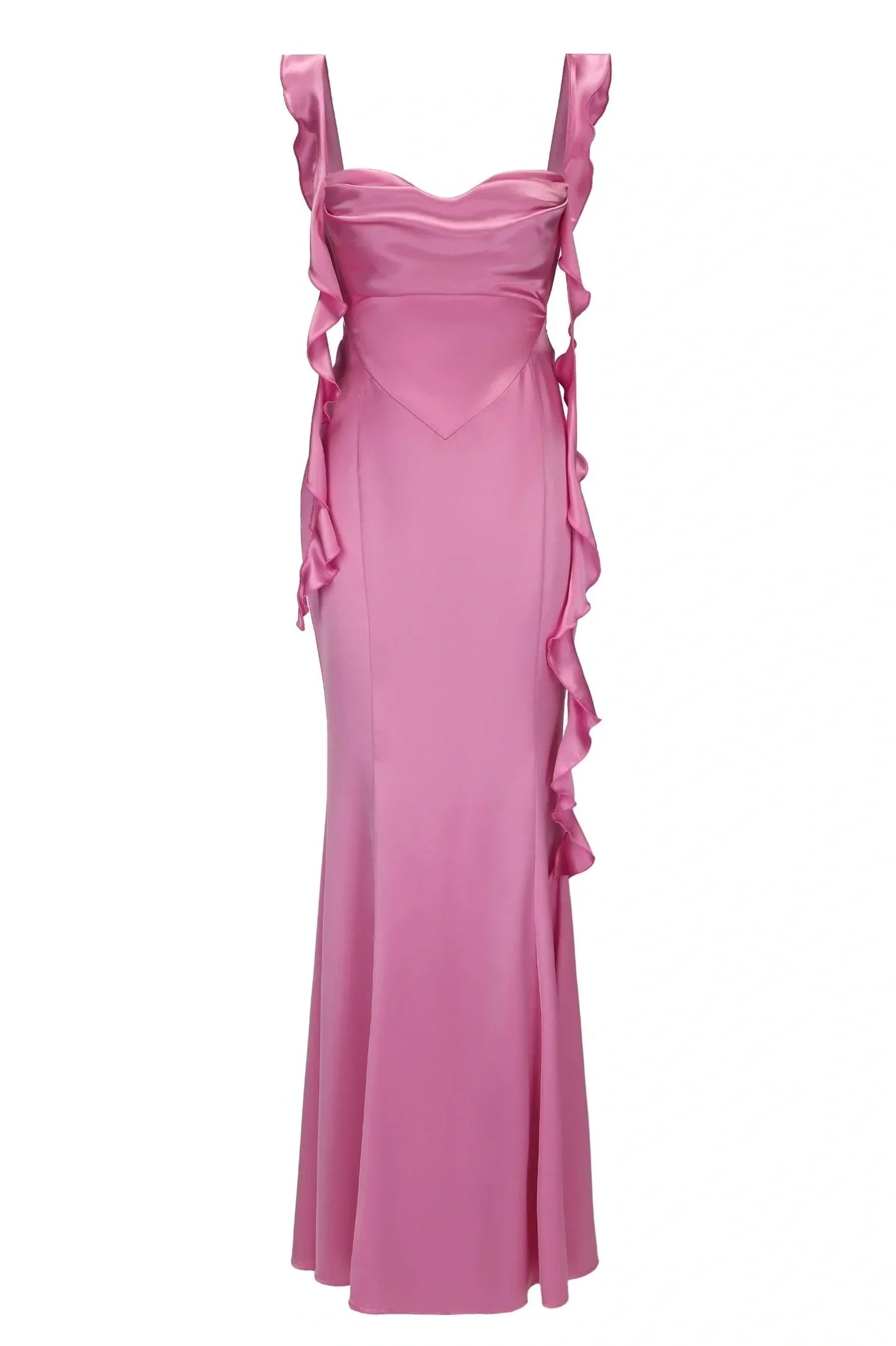 Trendy Mermaid Square Neck Light Blue Long Prom Dress with Ruffles