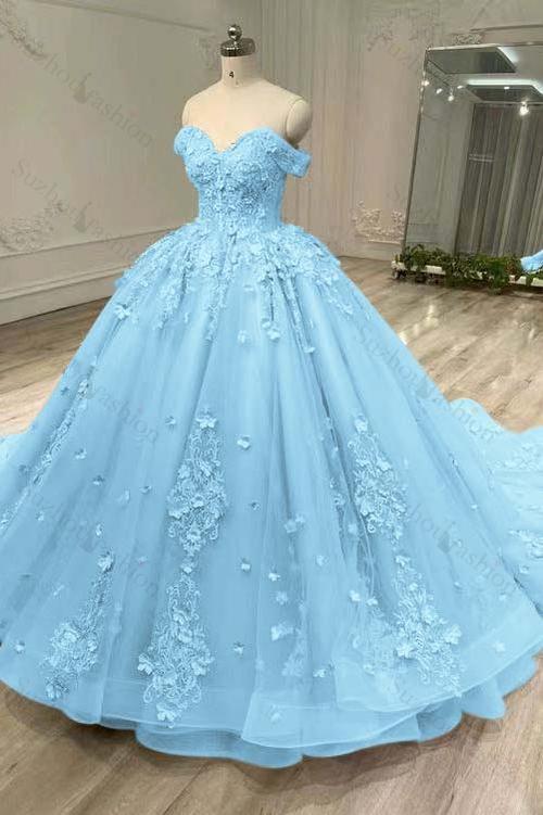 Tulle Sleeveless Off the Shoulder Long Evening Formal Dress With Appliques