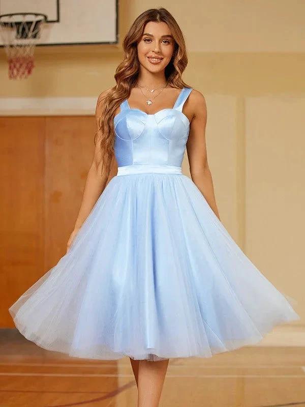 Straps Short Dress Knee Length Party Dresses SYH64 by vivymakudress