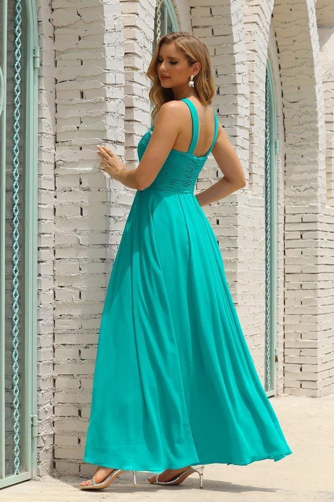 Numbersea Women Halter Chiffon Bridesmaid Dress A-line Long Formal Prom Gown SEA28015 by numbersea