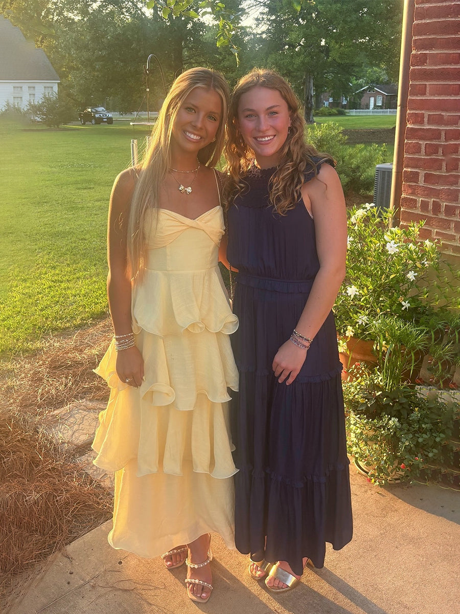 Twist A-line Tiered Long Homecoming Maxi Dress - VelvetHem