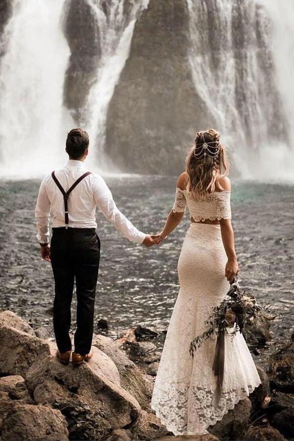 Two Pieces Lace Wedding Dresses Mermaid/Trumpet Bridal Gowns (ZD16239)