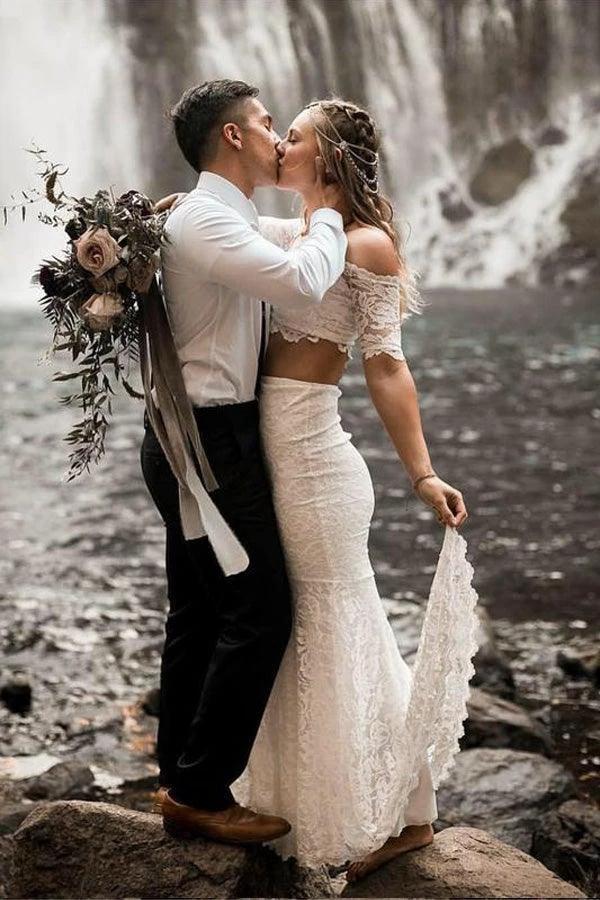Two Pieces Lace Wedding Dresses Mermaid/Trumpet Bridal Gowns (ZD16239)