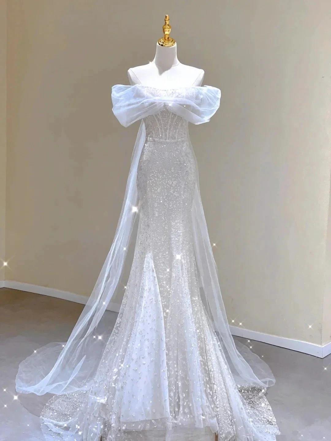 Glitter Mermaid Wedding Dress,Chic Bridal Dress ,Y2415 by simplepromdress