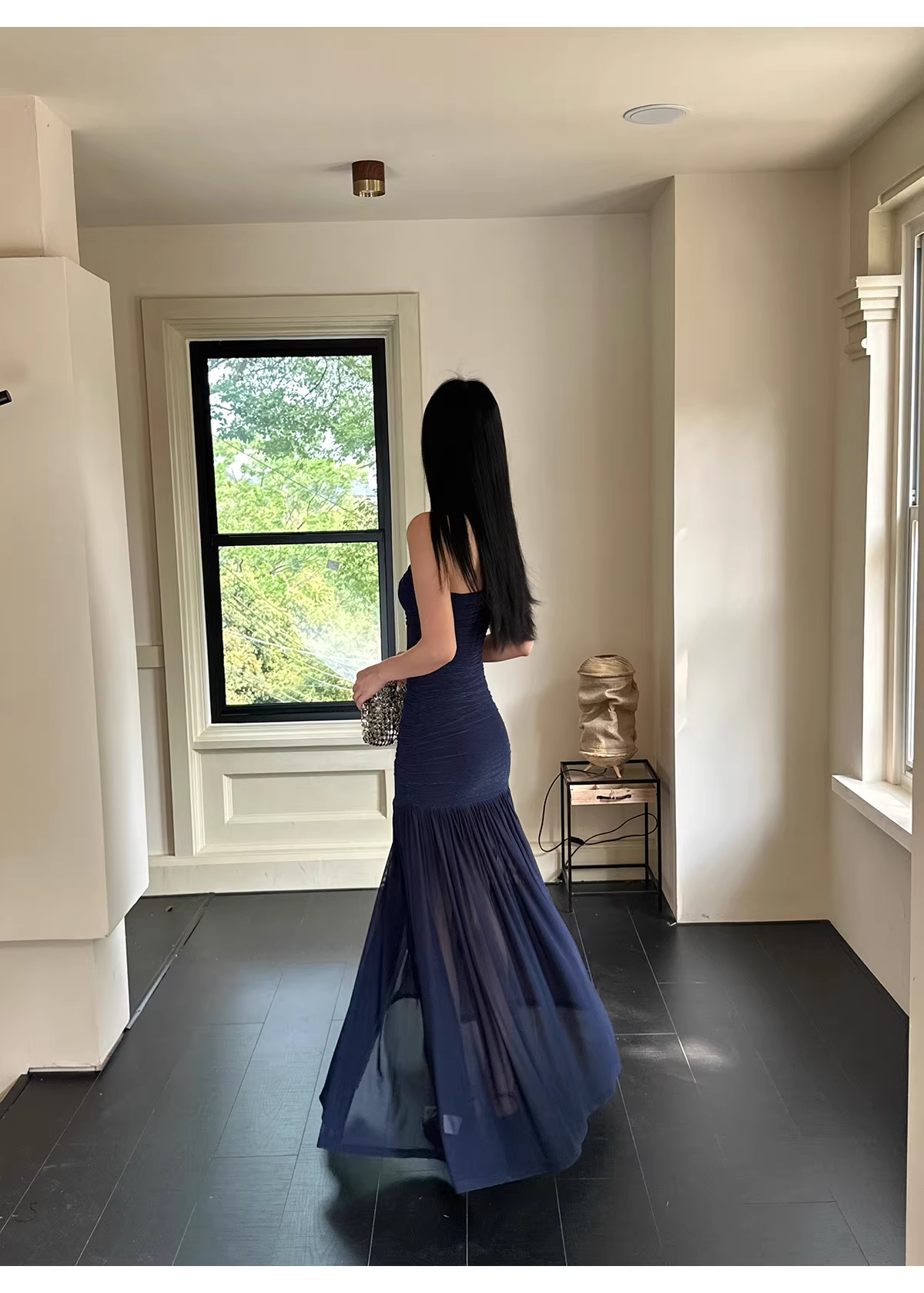 Sexy Halter V Neck White A Line Long Party Dress Formal Evening Gown - View 5 | VelvetHem