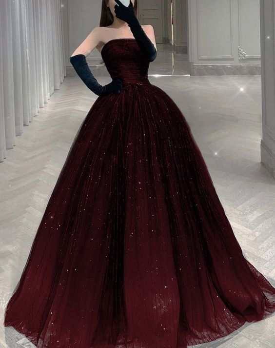 Strapless A-line Tulle Prom Dress Chic Evening Dress Y2030