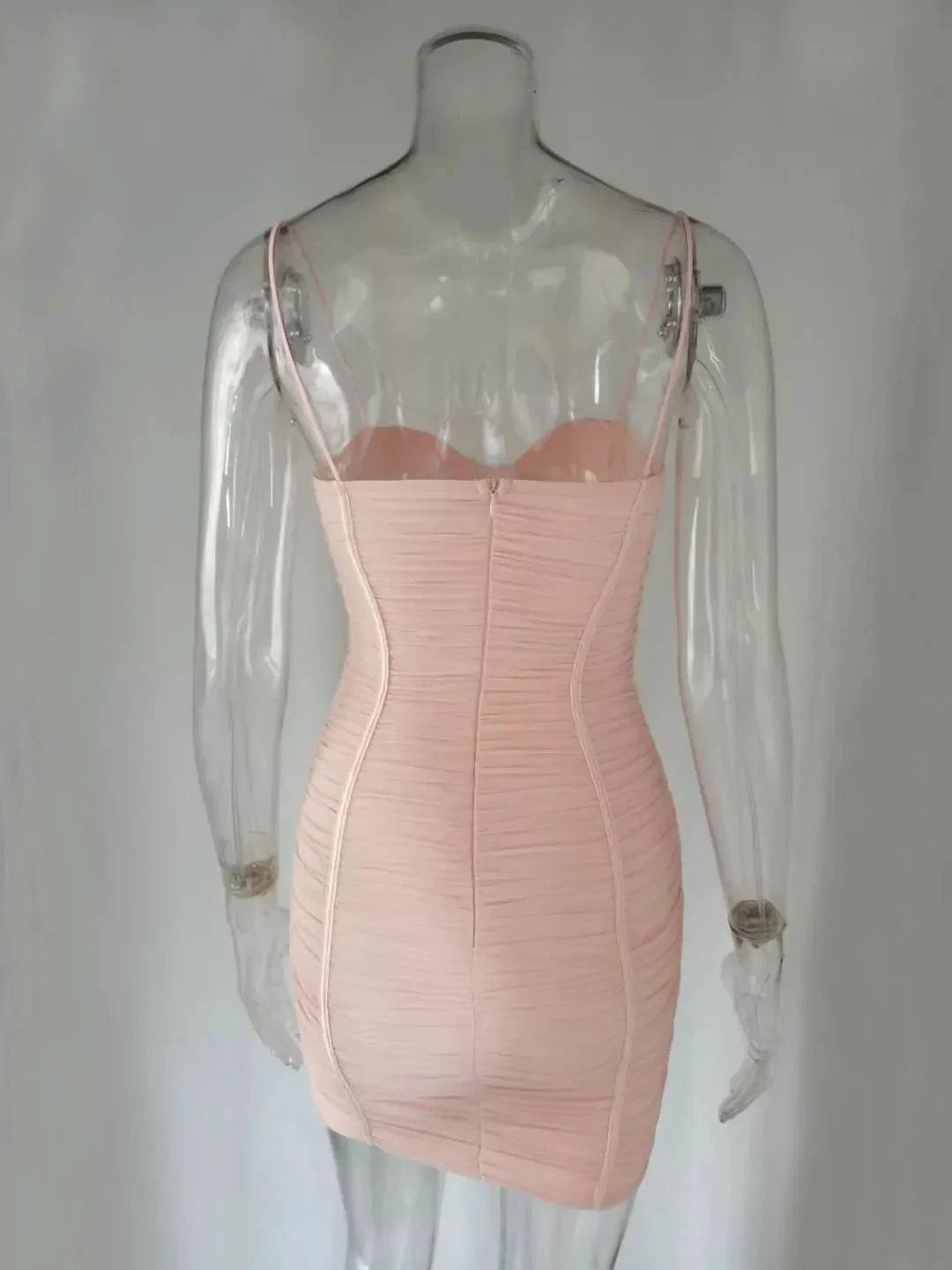 Ladies Summer Clothing Dress Sexy Shoulder Strap Skinny Club Party New Pink Dress Casual Dress Mini Homecoming Dress (ZD12451)