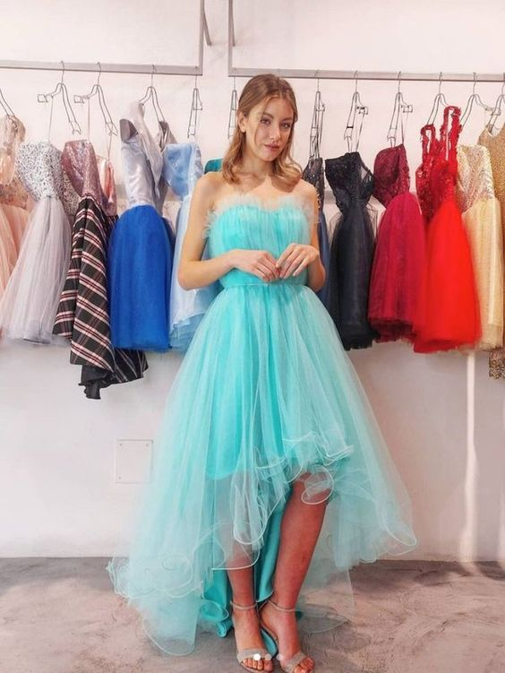 Tulle High Low Prom Dresses Sweetheart Evening Dresses Y5687 - VelvetHem