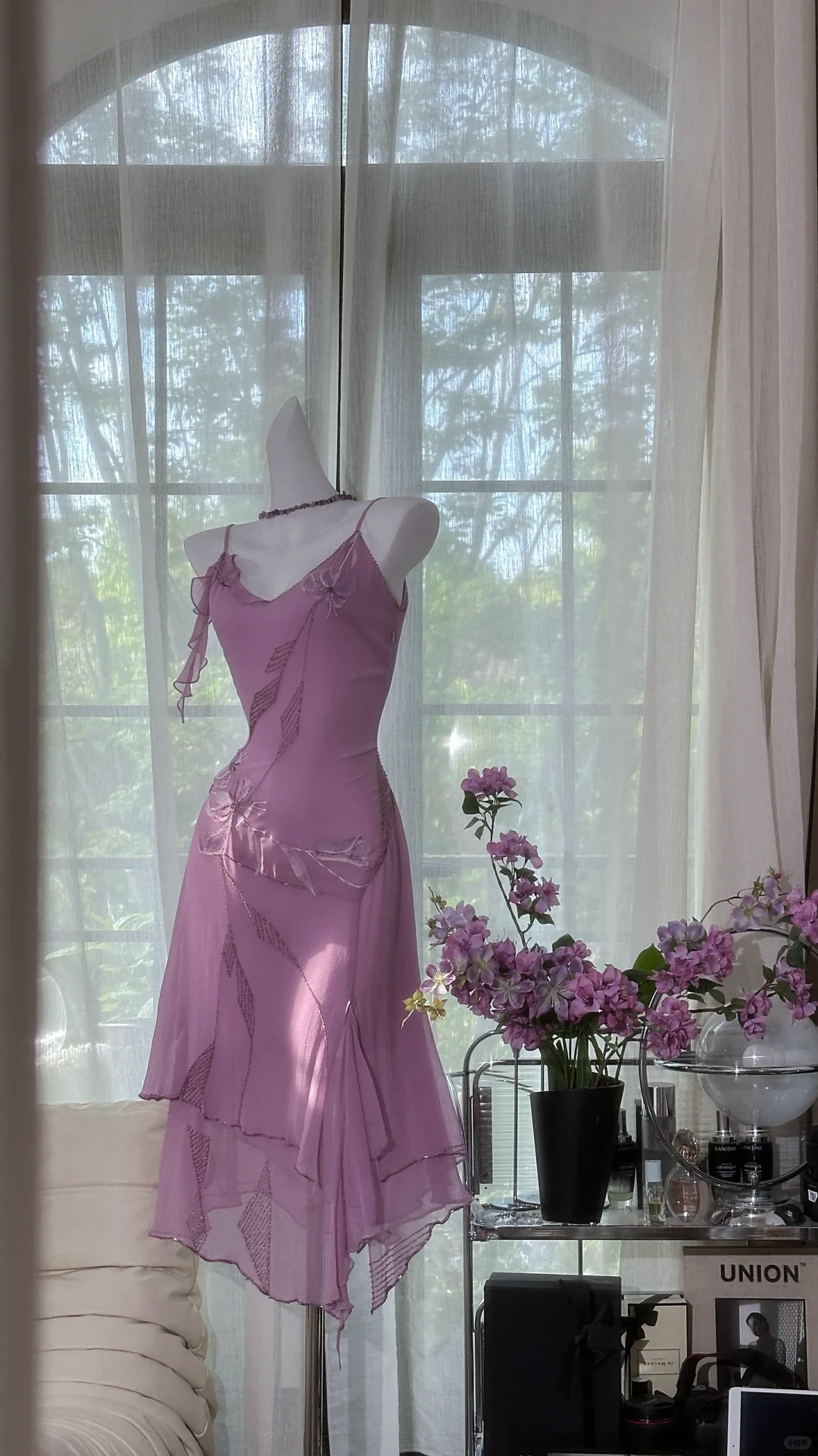Classy Spaghetti Straps V Neck Purple Chiffon Homecoming Dress Short Party Dress