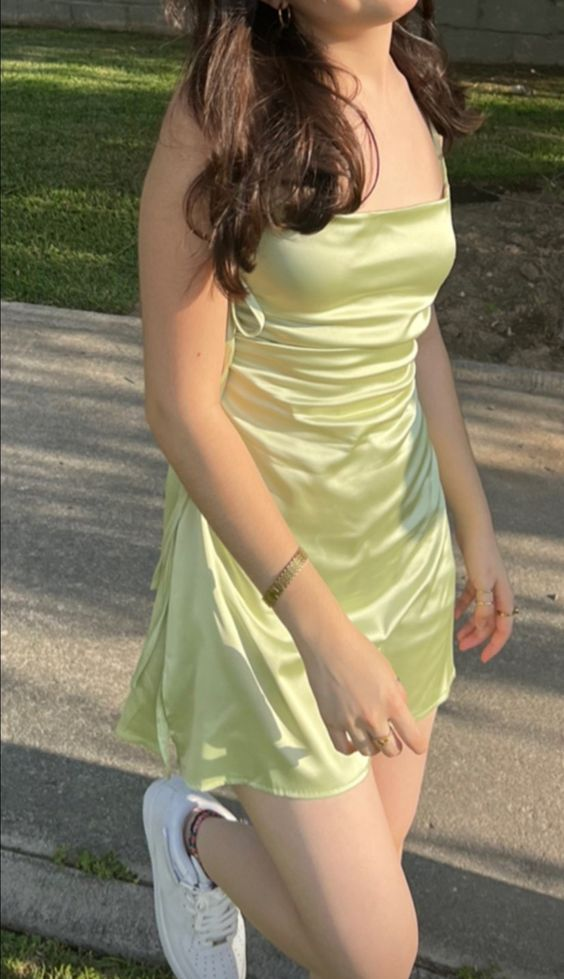 Sexy Yellow Satin A Line Homecoming Dres 18th Birthday Dress