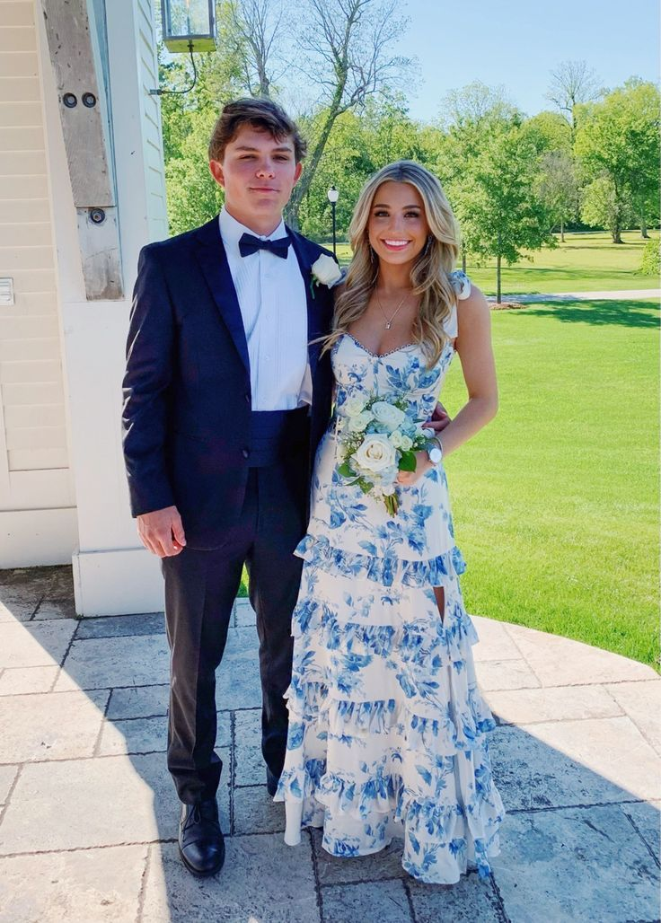 Blue Print Sexy Prom Dress Long Evening Dress Prom Dresses Y7411 - VelvetHem