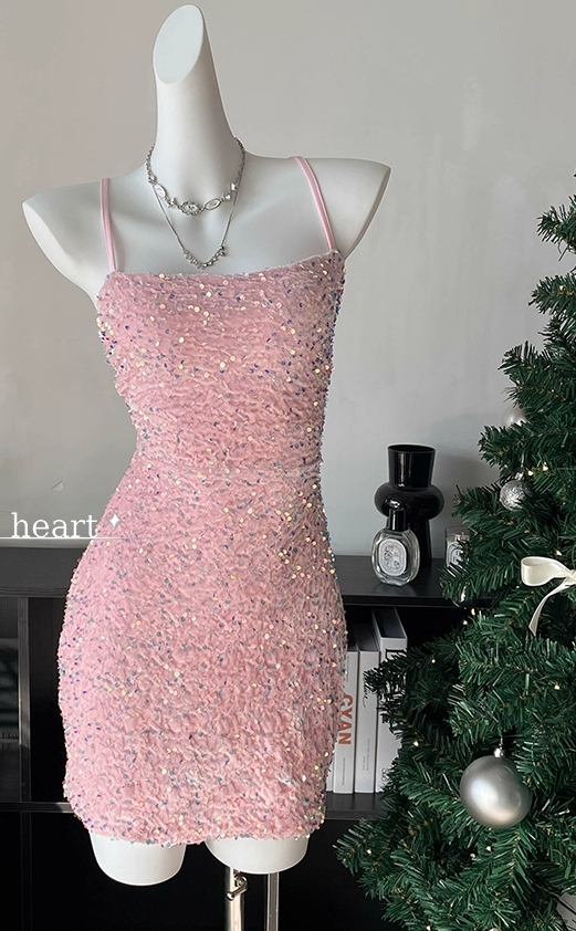 Sexy Backless Halter Sequin Cocktail Dress Black Sheath Short Party Dress Homecoming Dress - View 2 | VelvetHem