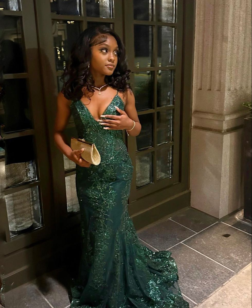 Classy Green Mermaid Evening Dress Shiny Green Evening Gown Y4721 - VelvetHem