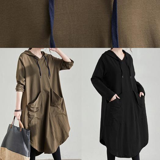 Unique Hooded Asymmetric Spring Clothes Photography Khaki Maxi Dresses ( Limited Stock)