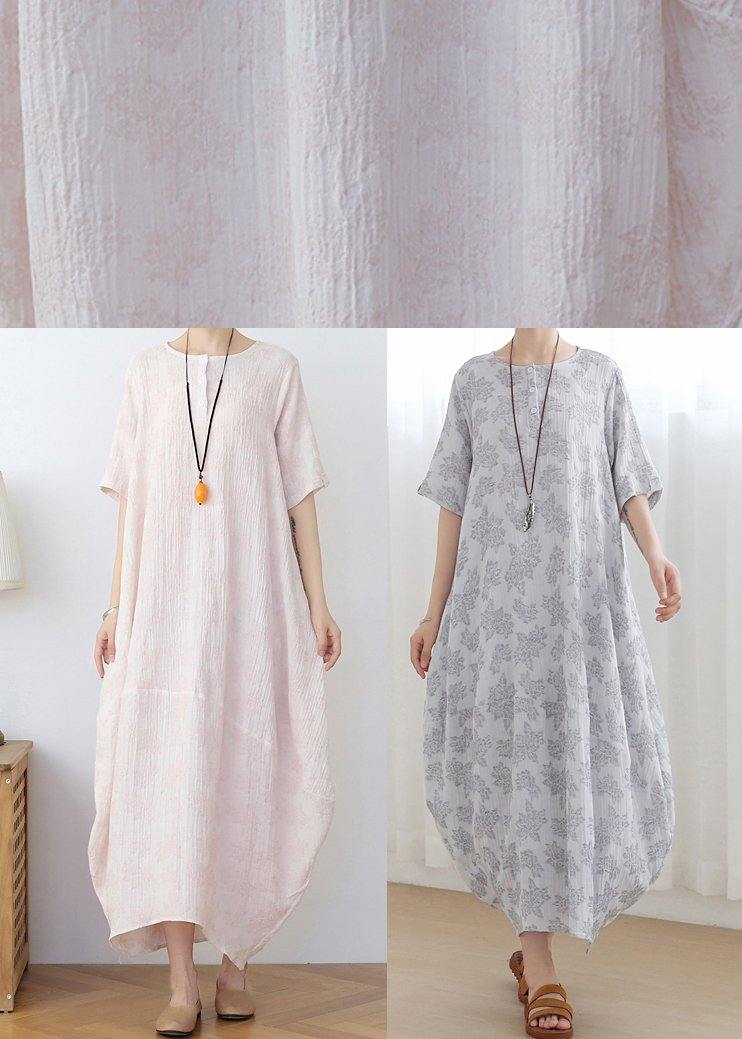Unique Light Grey Linen Asymmetric Design Dress In Summer