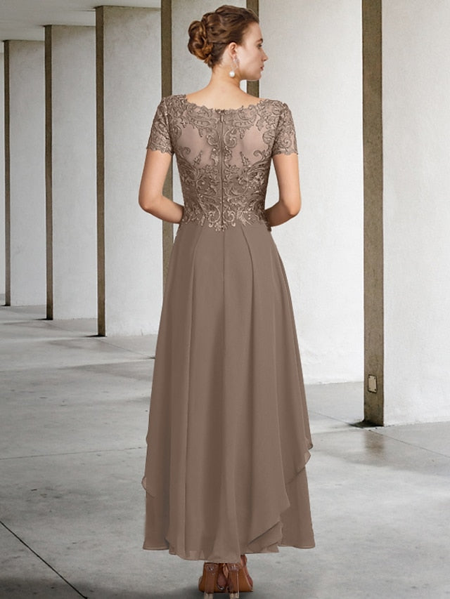 V Neck A Line Ankle Length Mother of the Bride Gown