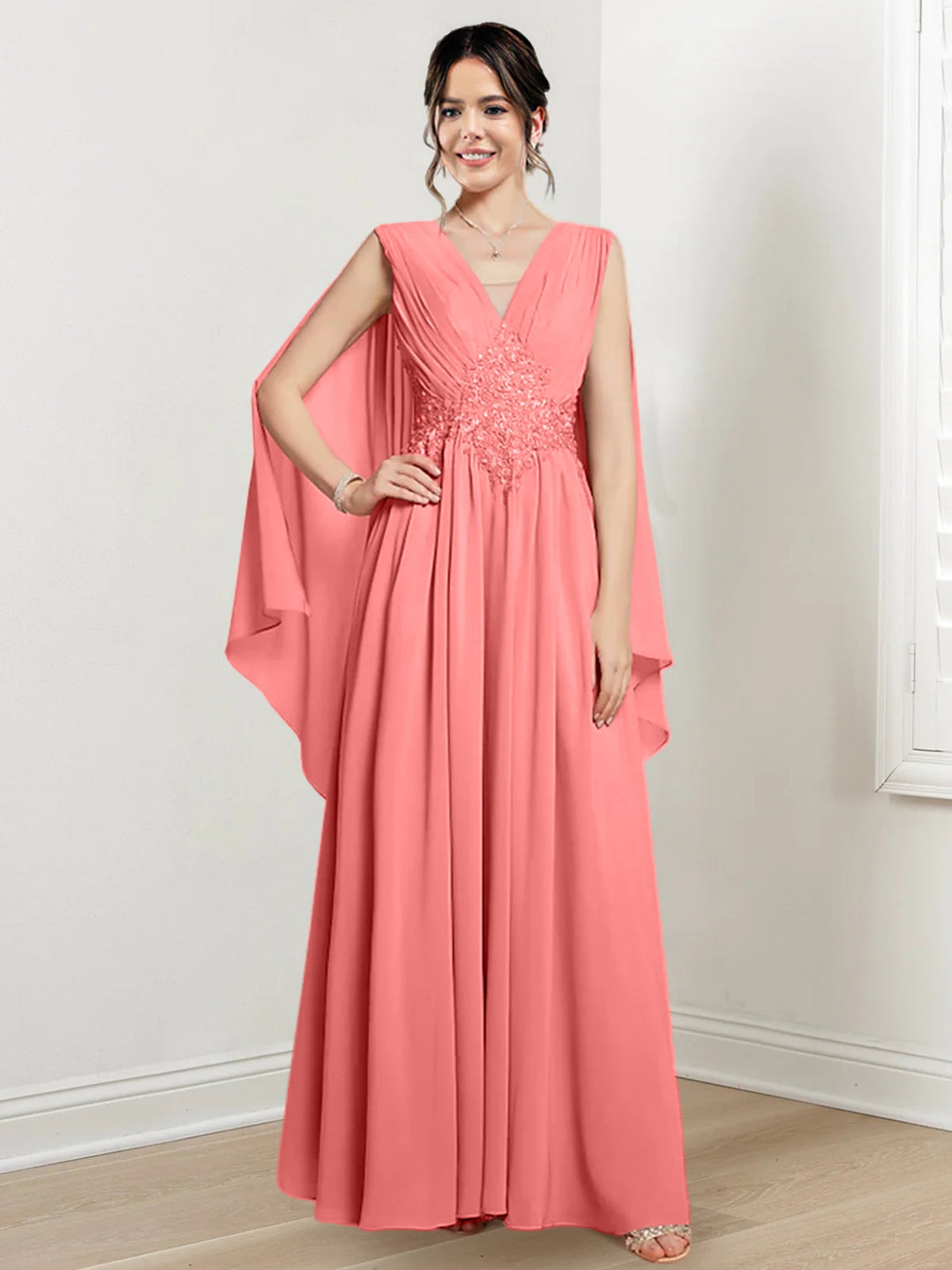 V Neck A Line Long Dress for the Mother of the Bride