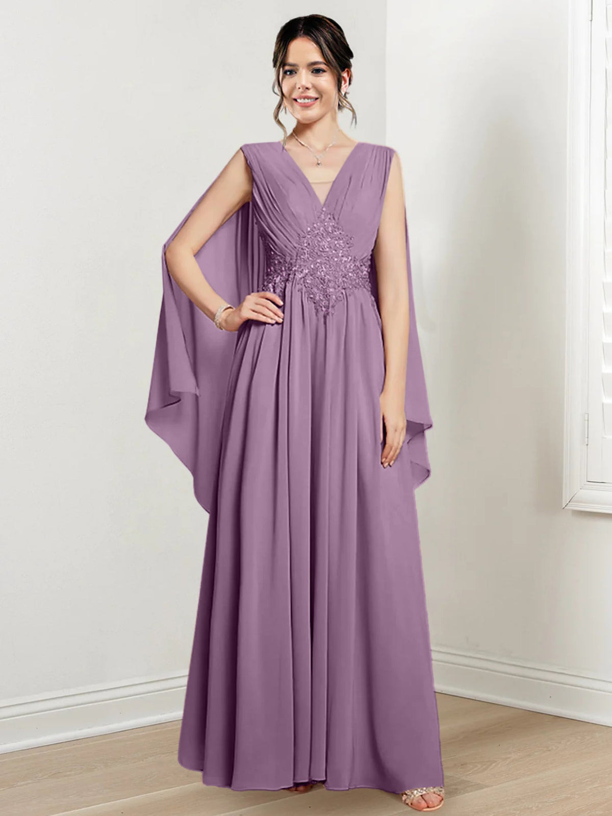 V Neck A Line Long Dress for the Mother of the Bride