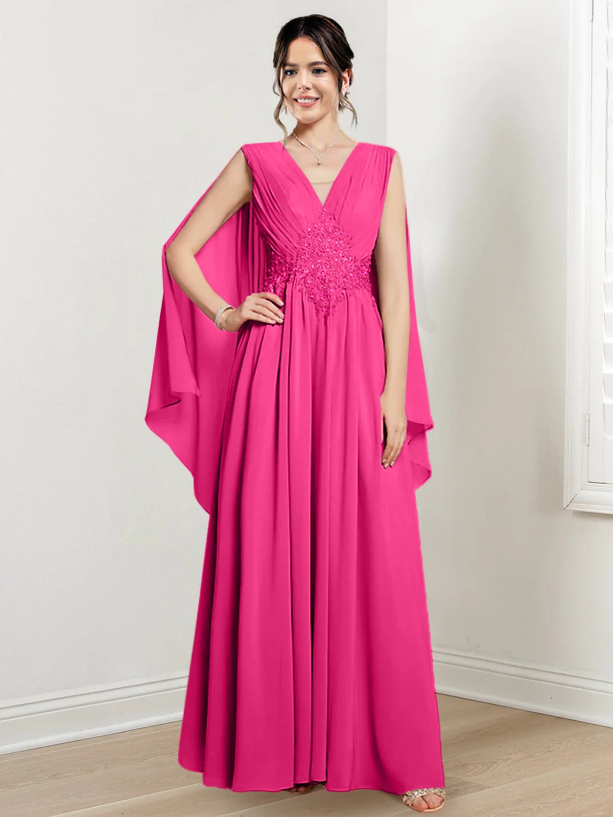 V Neck A Line Long Dress for the Mother of the Bride