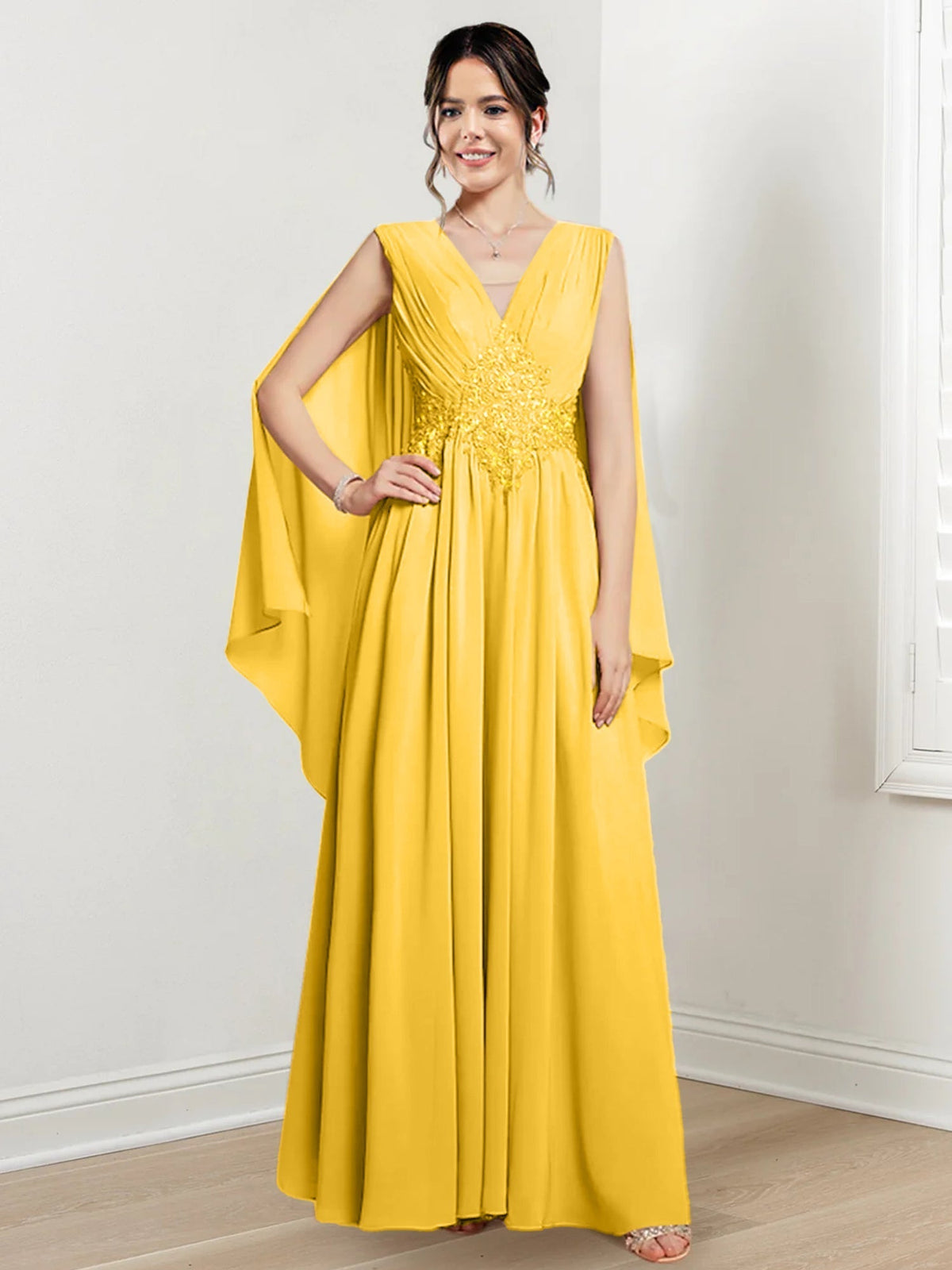 V Neck A Line Long Dress for the Mother of the Bride