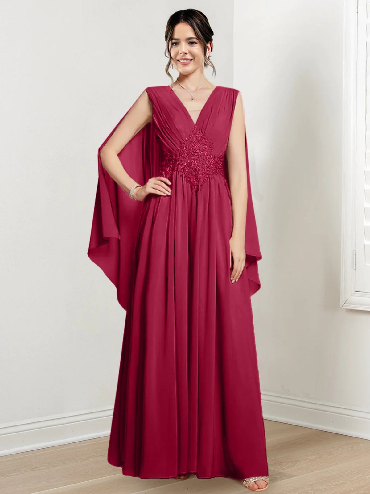 V Neck A Line Long Dress for the Mother of the Bride