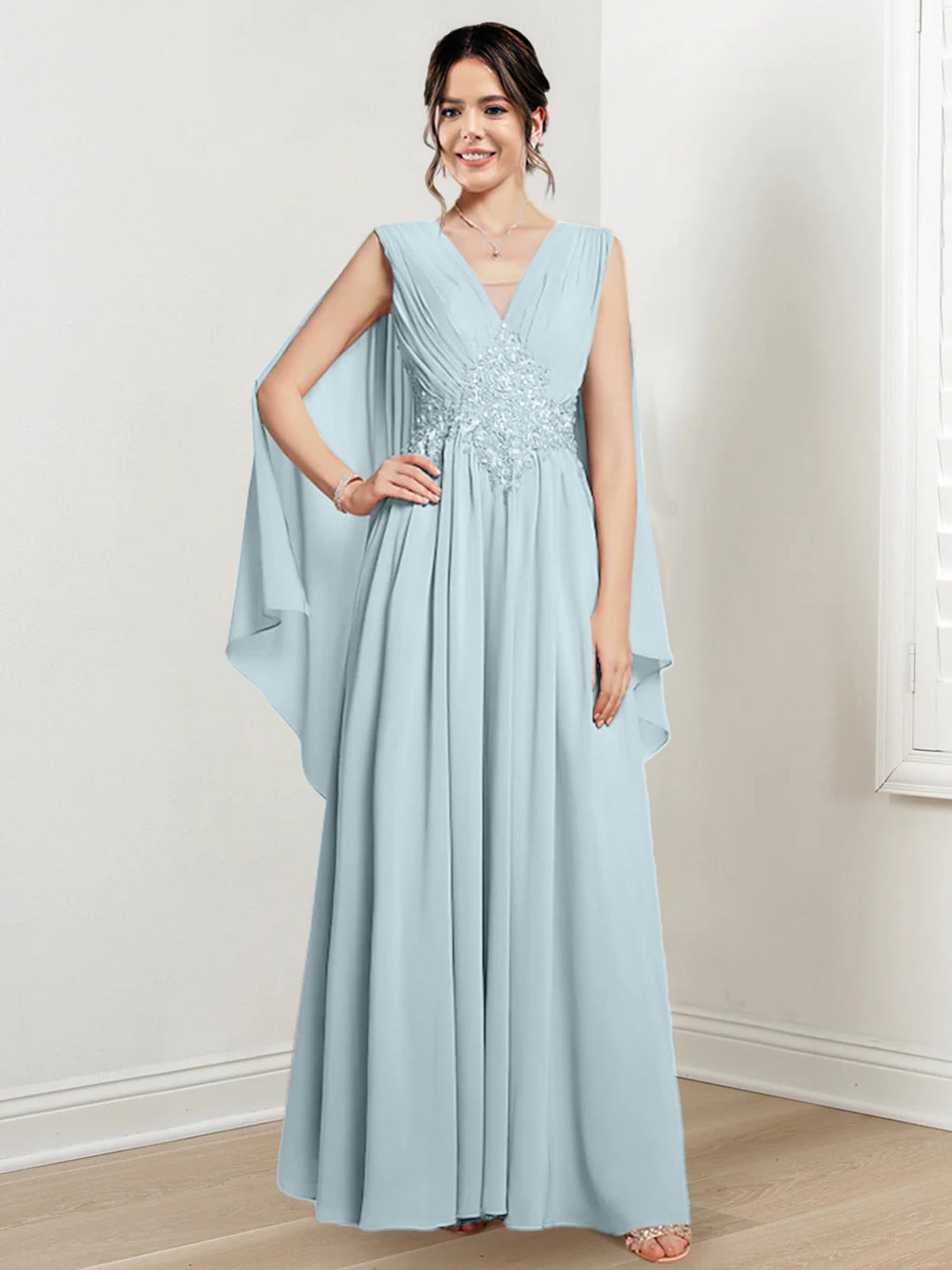 V Neck A Line Long Dress for the Mother of the Bride