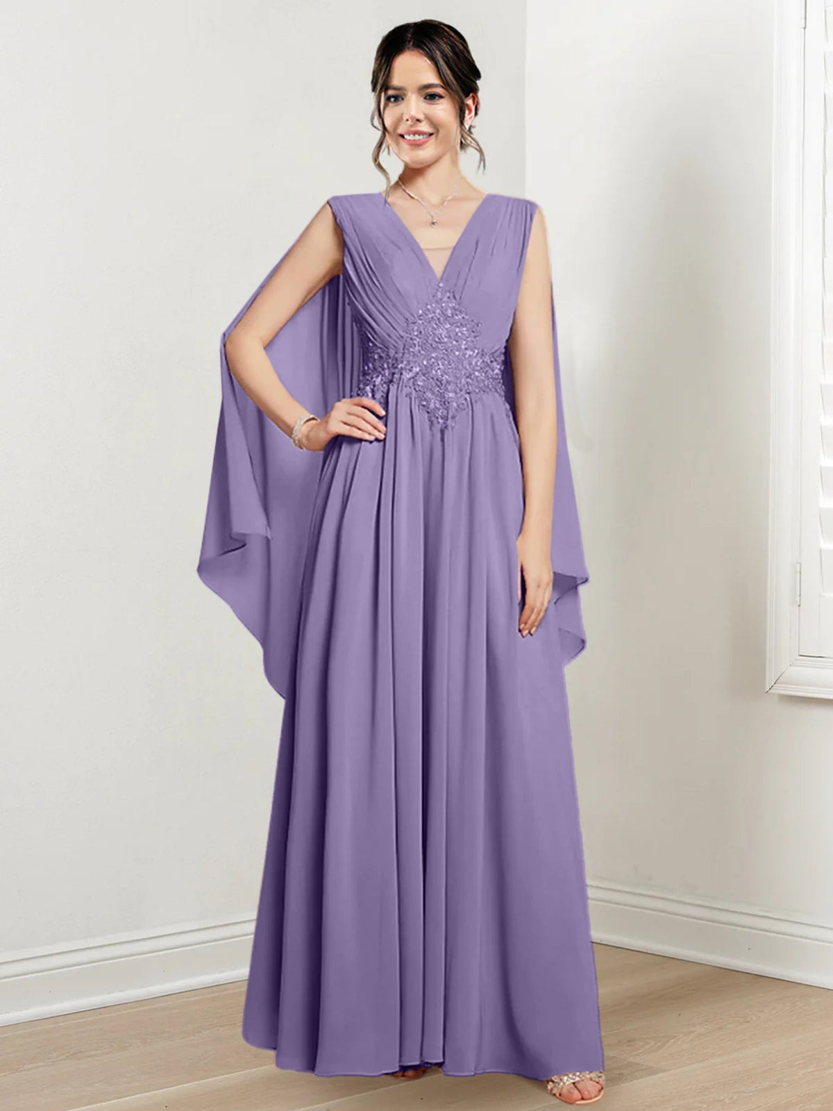 V Neck A Line Long Dress for the Mother of the Bride